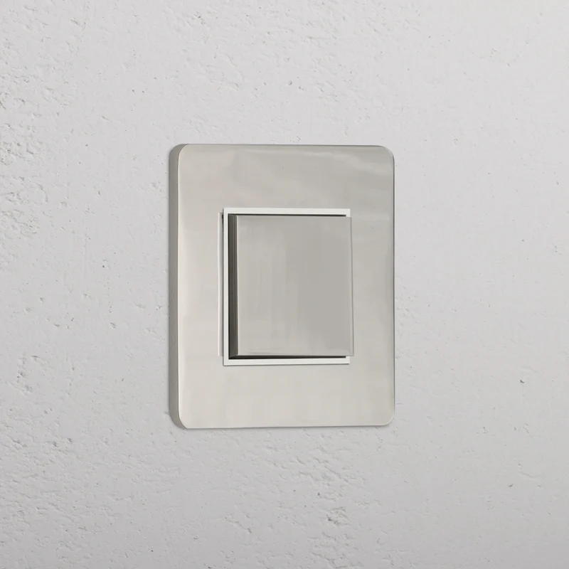 Grove Single Centre Retractive Rocker Switch - Polished Nickel | White