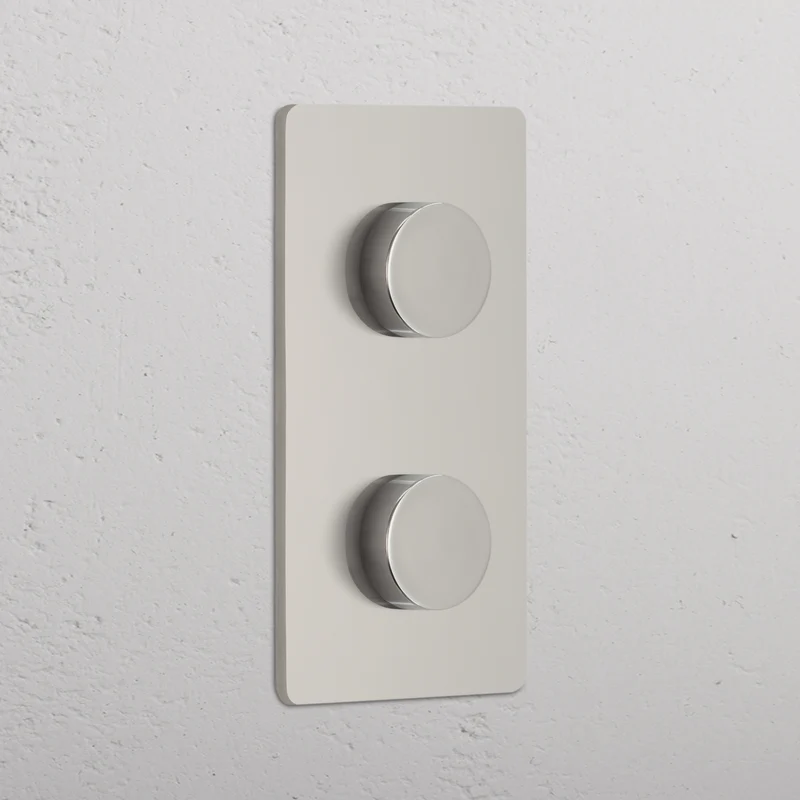 Grove Double 2x Vertical Dimmer Switch - Polished Nickel