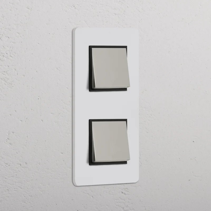 Grove Double 2x Vertical Rocker Switch – Paintable Polished Nickel | Black