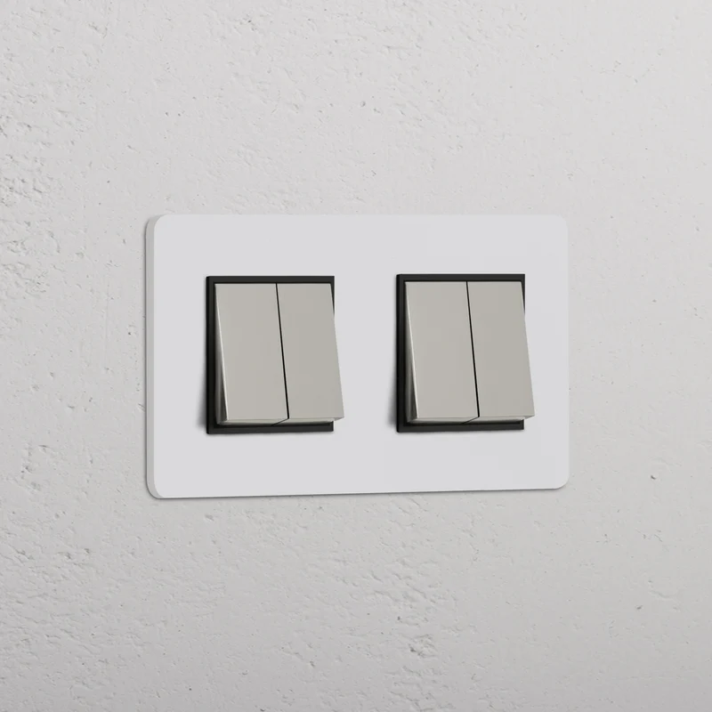 Grove Double 4x Rocker Switch – Paintable Polished Nickel | Black