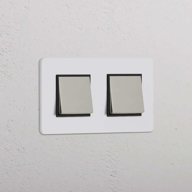 Grove Double 2x Rocker Switch – Paintable Polished Nickel | Black