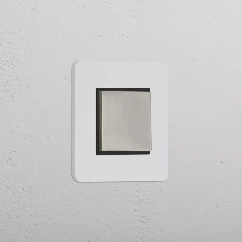 Grove Single Centre Retractive Rocker Switch – Paintable Polished Nickel | Black