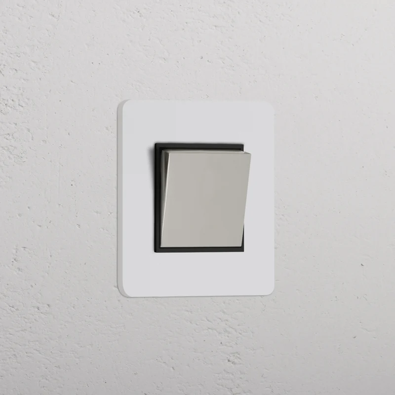 Grove Single Retractive Rocker Switch – Paintable Polished Nickel | Black