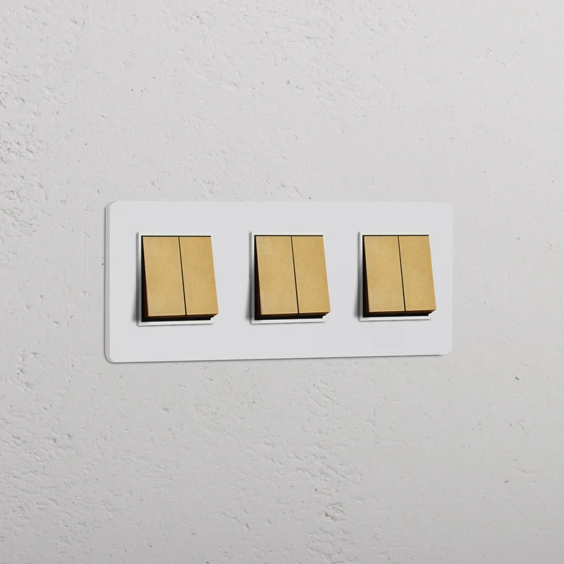 Grove Triple 6x Rocker Switch – Paintable Antique Brass | White