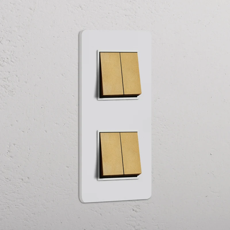 Grove Double 4x Vertical Rocker Switch – Paintable Antique Brass | White