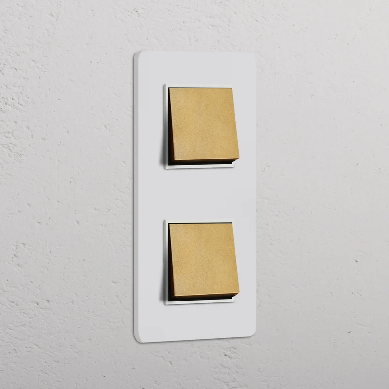 Grove Double 2x Vertical Rocker Switch – Paintable Antique Brass | White