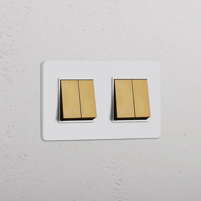 Grove Double 4x Rocker Switch – Paintable Antique Brass | White
