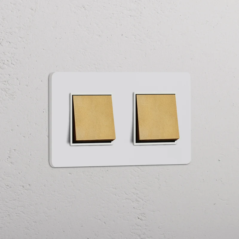 Grove Double 2x Rocker Switch – Paintable Antique Brass | White