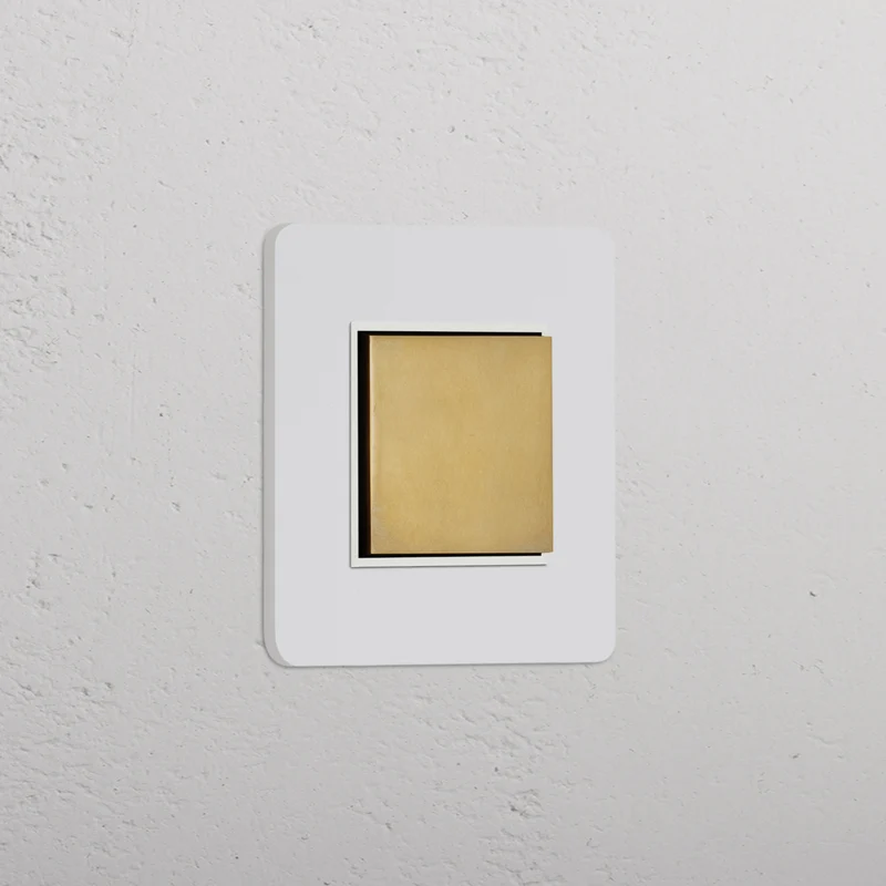 Grove Single Centre Retractive Rocker Switch – Paintable Antique Brass | White