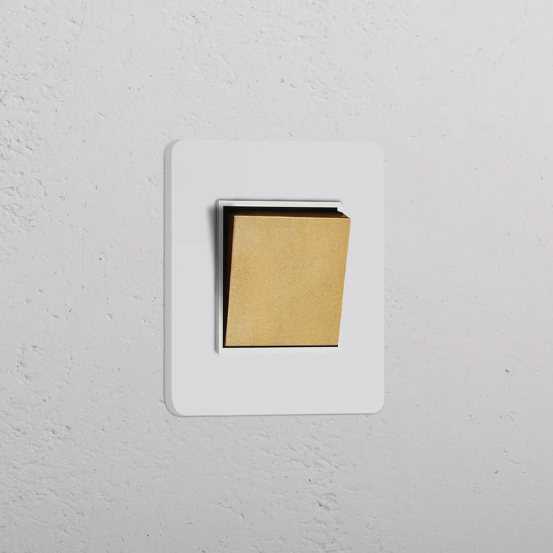 Grove Single Retractive Rocker Switch – Paintable Antique Brass | White