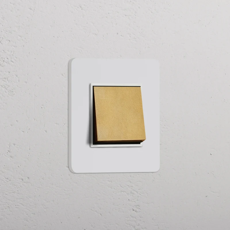 Grove Single Intermediate Rocker Switch – Paintable Antique Brass | White