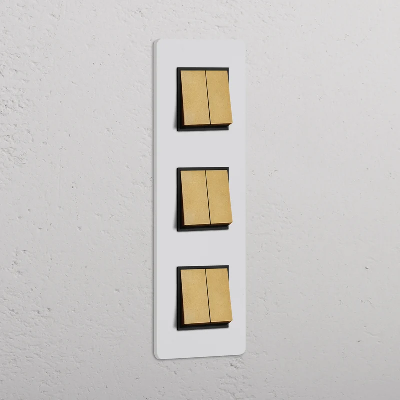 Grove Triple 6x Vertical Rocker Switch – Paintable Antique Brass | Black