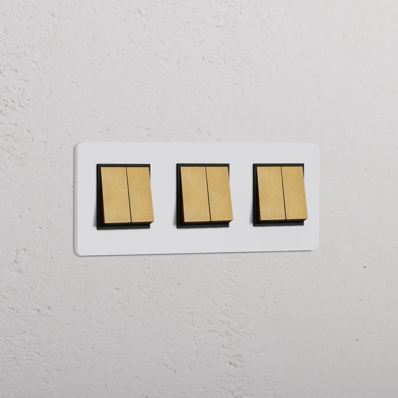 Grove Triple 6x Rocker Switch – Paintable Antique Brass | Black