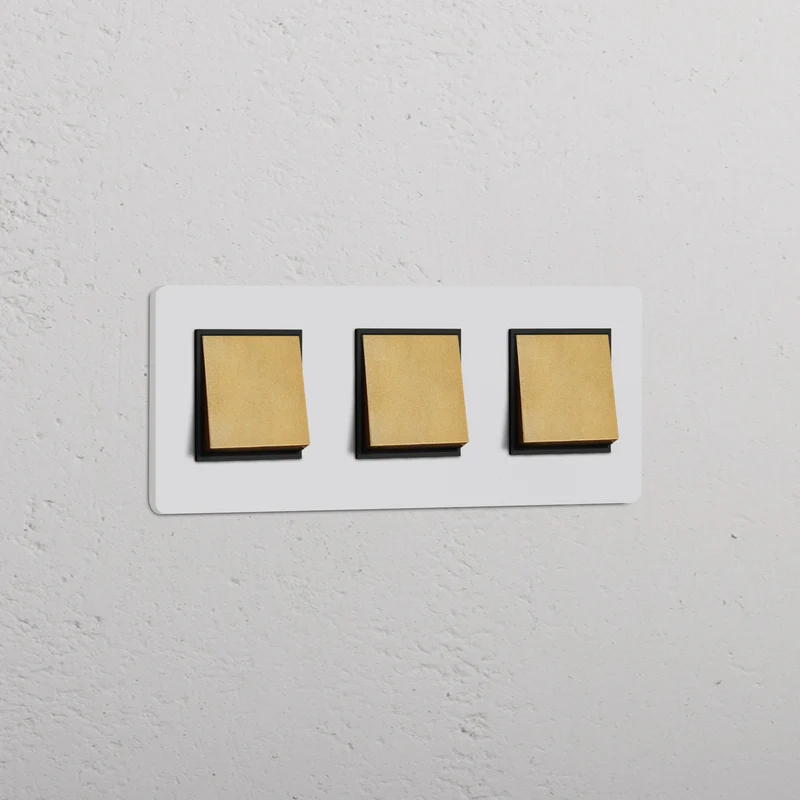 Grove Triple 3x Rocker Switch – Paintable Antique Brass | Black