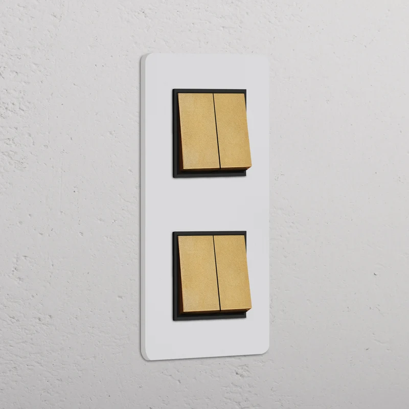 Grove Double 4x Vertical Rocker Switch – Paintable Antique Brass | Black