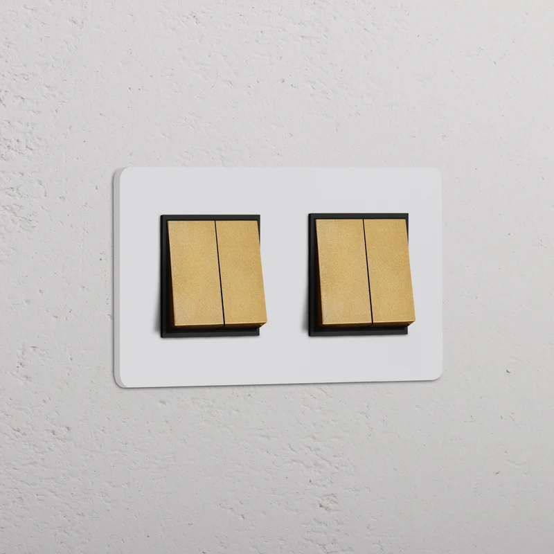 Grove Double 4x Rocker Switch – Paintable Antique Brass | Black