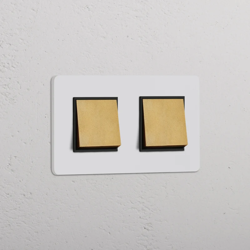 Grove Double 2x Rocker Switch – Paintable Antique Brass | Black