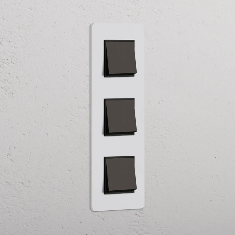 Grove Triple 3x Vertical Rocker Switch – Paintable Bronze | Black