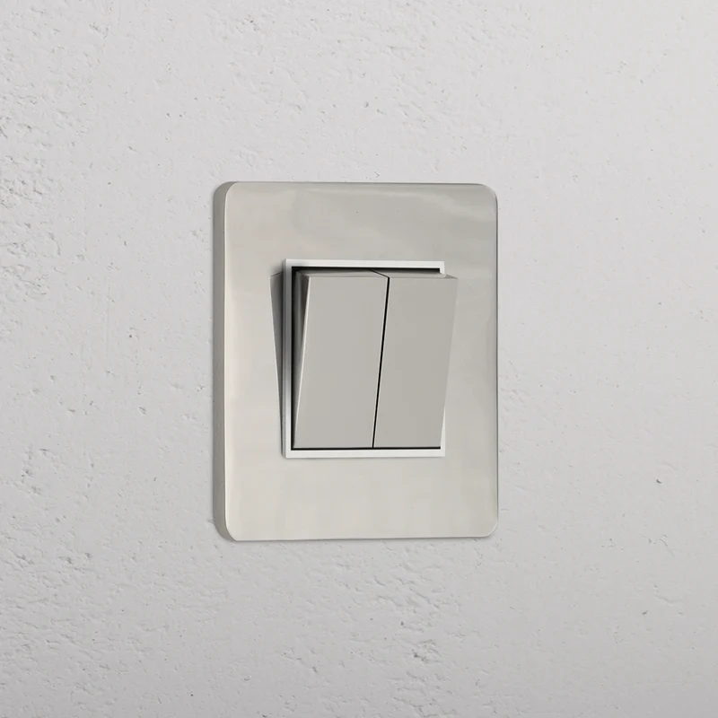 Grove Single 2x Retractive Rocker Switch - Polished Nickel | White
