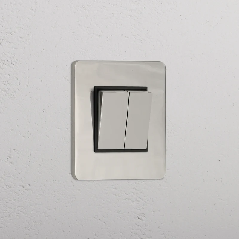 Grove Single 2x Retractive Rocker Switch - Polished Nickel | Black