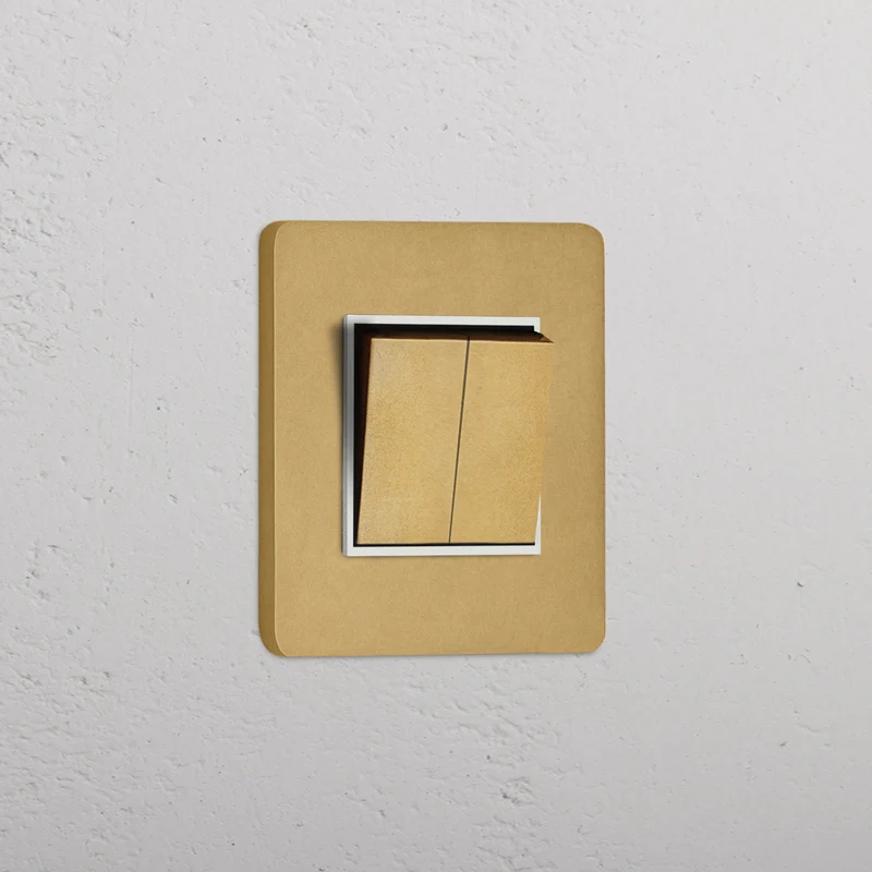 Grove Single 2x Retractive Rocker Switch - Antique Brass | White