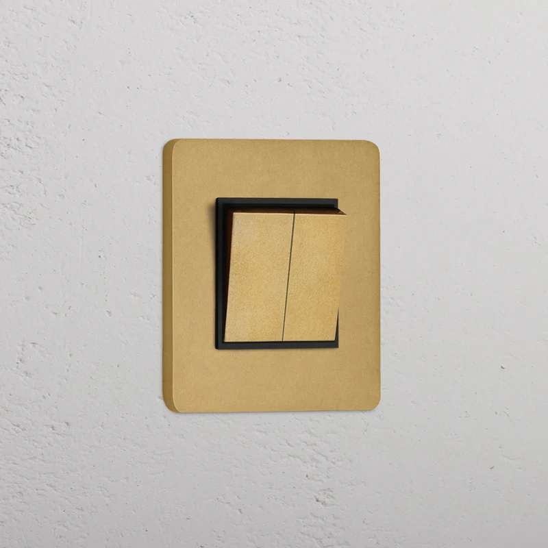Grove Single 2x Retractive Rocker Switch - Antique Brass | Black