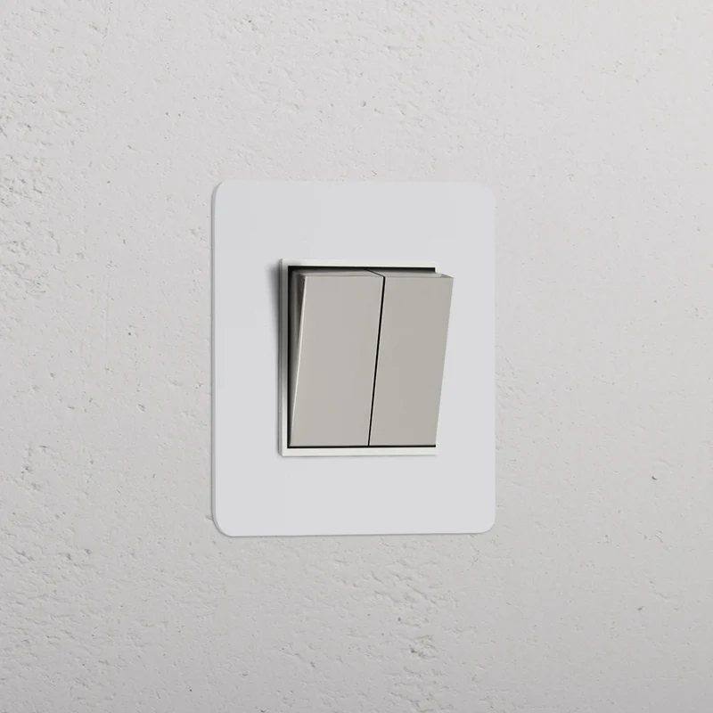 Kew Single 2x Retractive Rocker Switch - Paintable Polished Nickel | White