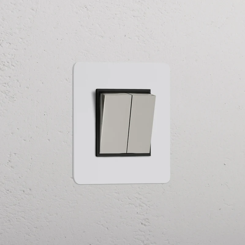 Kew Single 2x Retractive Rocker Switch - Paintable Polished Nickel | Black