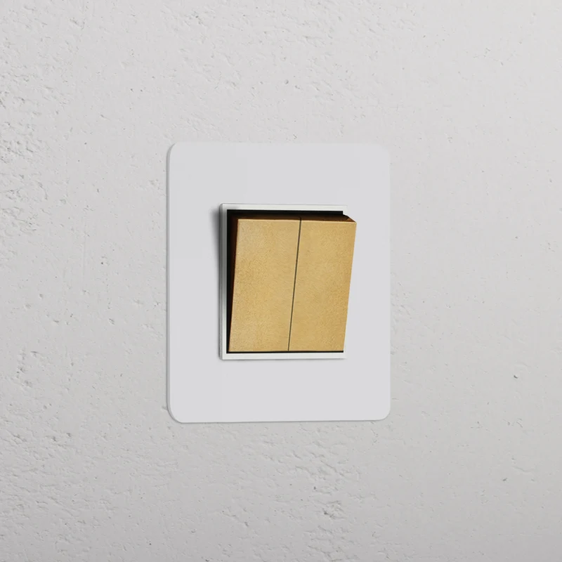 Kew Single 2x Retractive Rocker Switch - Paintable Antique Brass | White