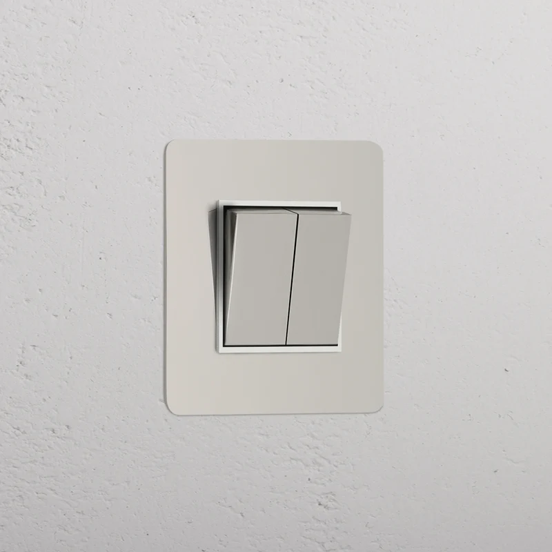 Kew Single 2x Retractive Rocker Switch - Polished Nickel White