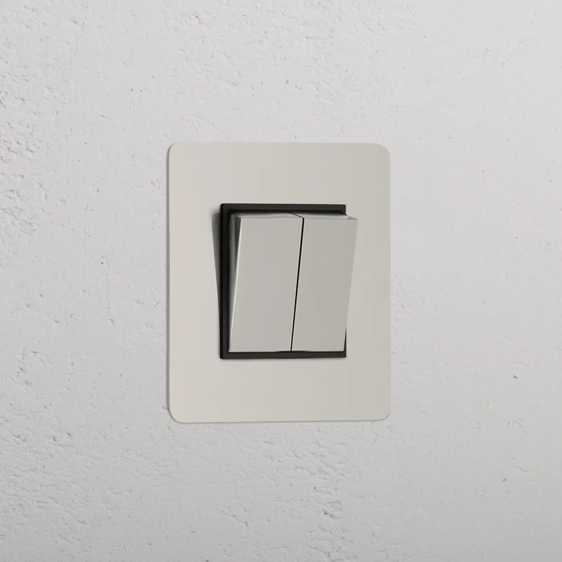 Kew Single 2x Retractive Rocker Switch - Polished Nickel | Black