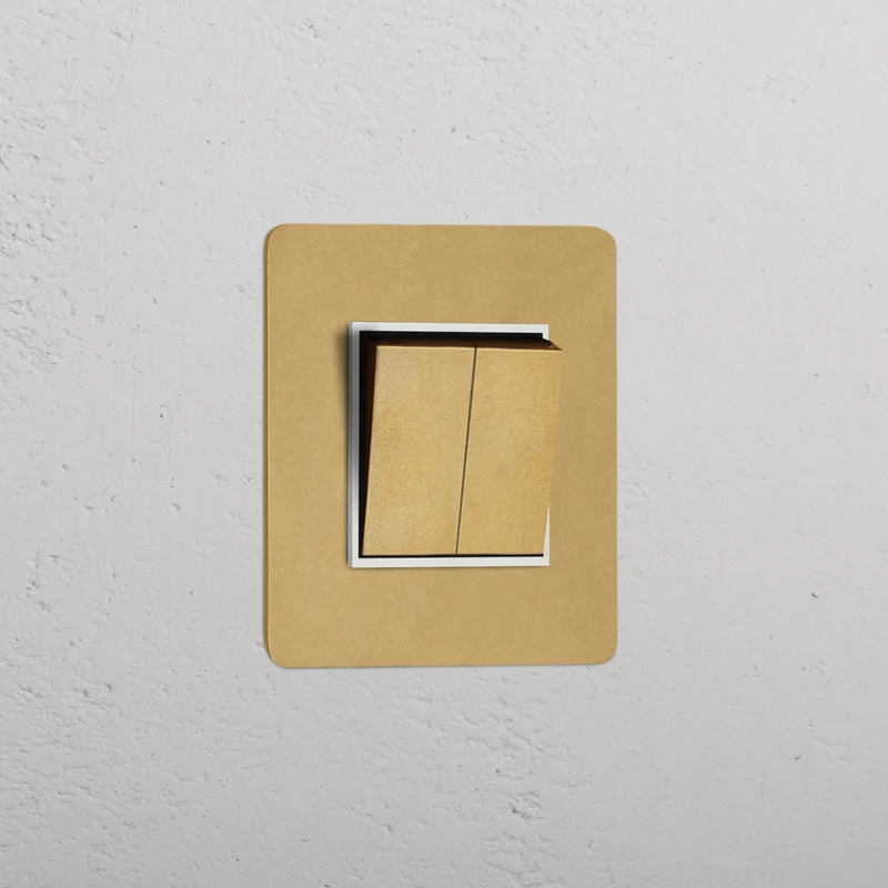 Kew Single 2x Retractive Rocker Switch - Antique Brass | White