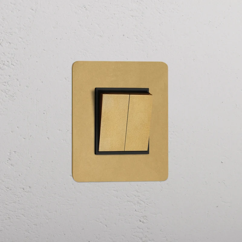 Kew Single 2x Retractive Rocker Switch - Antique Brass | Black