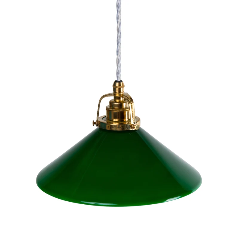 Skomakarlampa grön skärm 25 cm, vit sladd