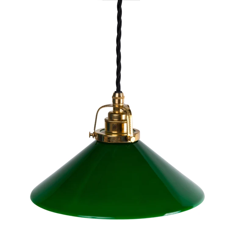Skomakarlampa grön skärm 25 cm, svart sladd