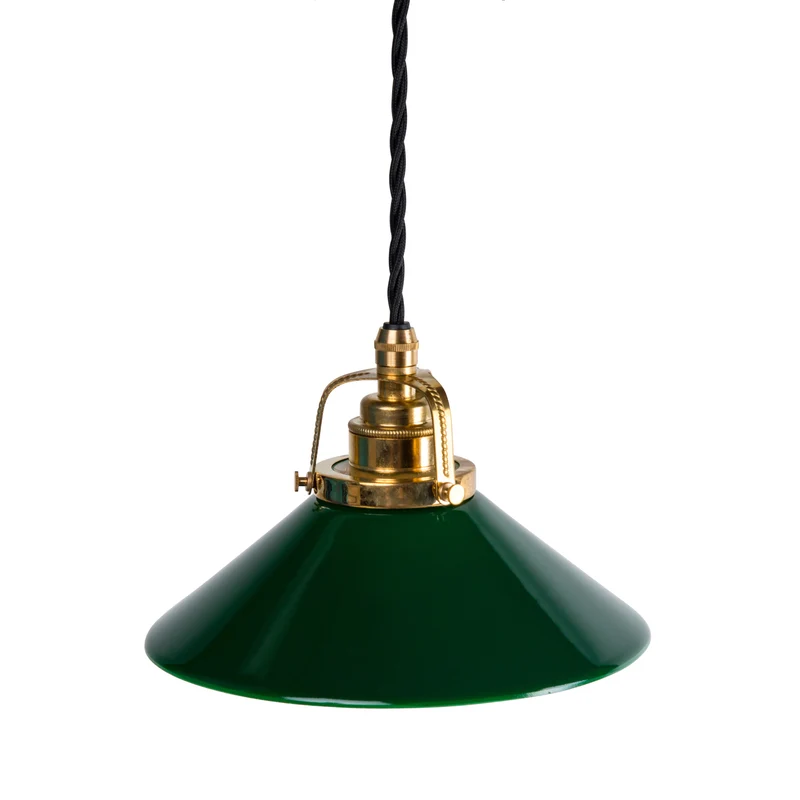 Skomakarlampa grön skärm 20 cm, svart sladd