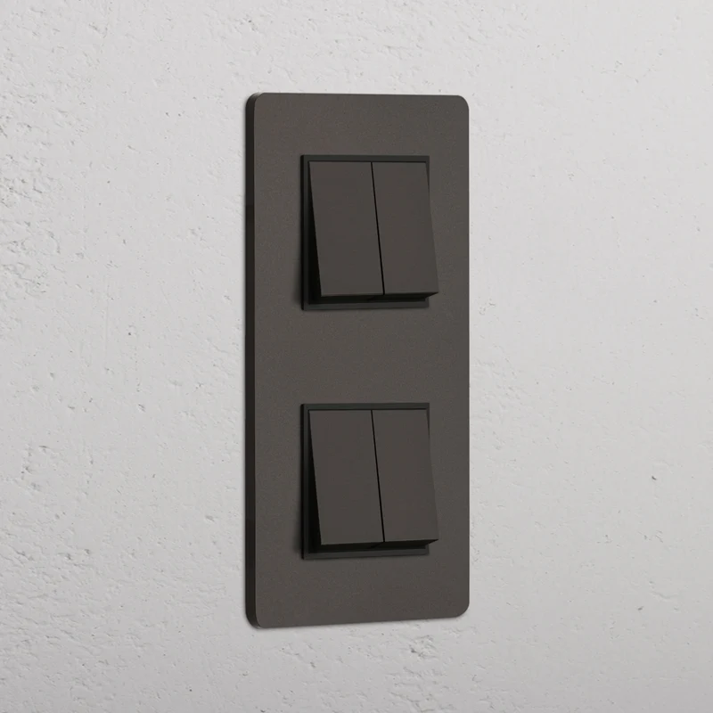 Grove Double 4x Vertical Rocker Switch - Bronze | Black