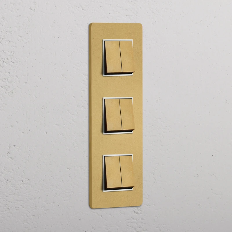 Grove Triple 6x Vertical Rocker Switch - Antique Brass | White