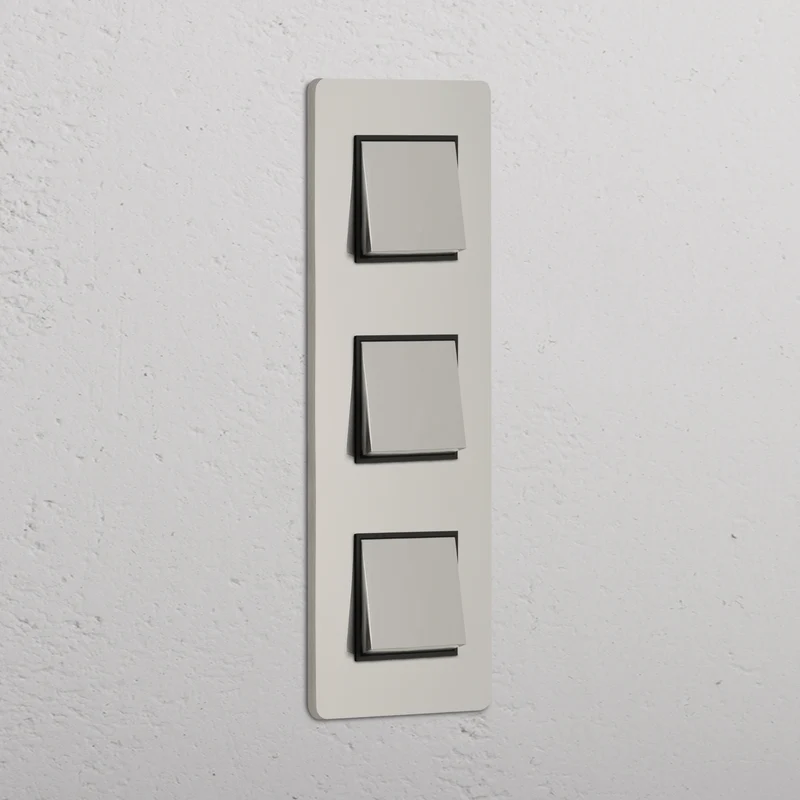 Grove Triple 3x Vertical Rocker Switch - Polished Nickel | Black