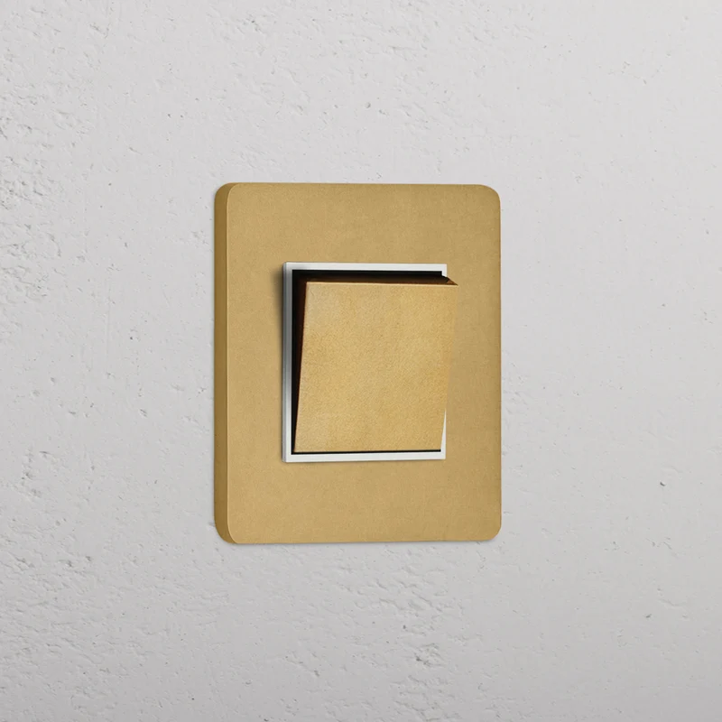 Grove Single Retractive Rocker Switch - Antique Brass | White