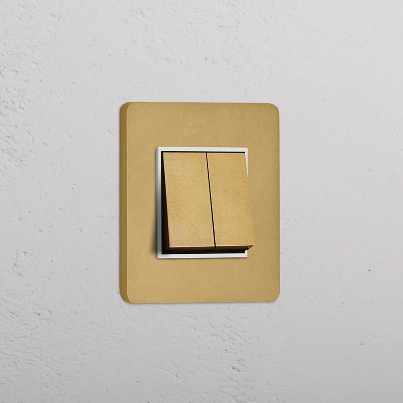 Grove Single 2x Rocker Switch - Antique Brass | White