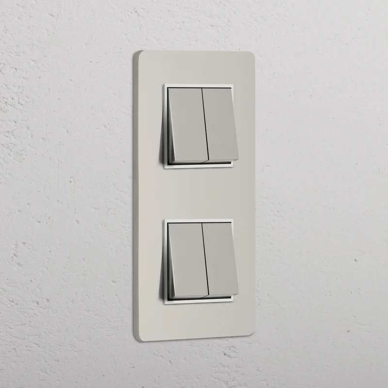 Grove Double 4x Vertical Rocker Switch - Polished Nickel | White