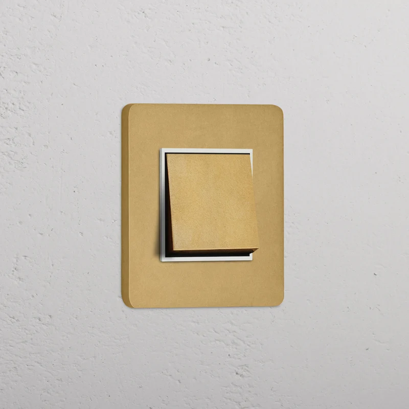Grove Single Intermediate Rocker Switch - Antique Brass | White