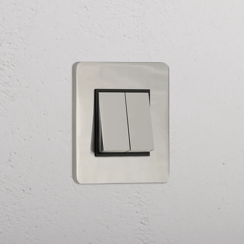 Grove Single 2x Rocker Switch - Polished Nickel | Black