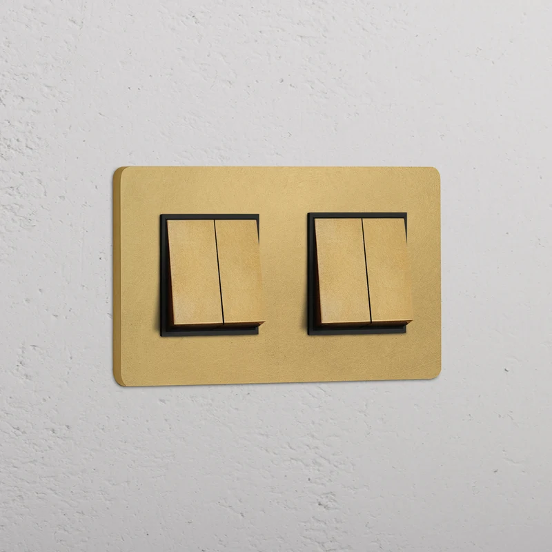 Grove Double 4x Rocker Switch - Antique Brass | Black