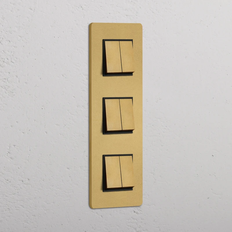 Grove Triple 6x Vertical Rocker Switch - Antique Brass | Black
