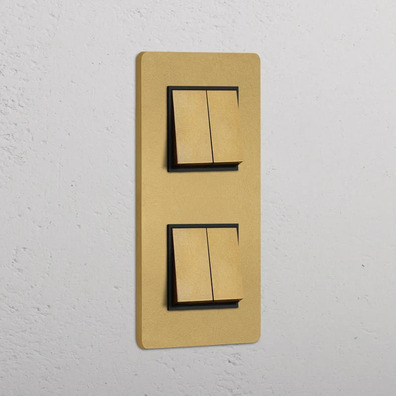 Grove Double 4x Vertical Rocker Switch - Antique Brass | Black