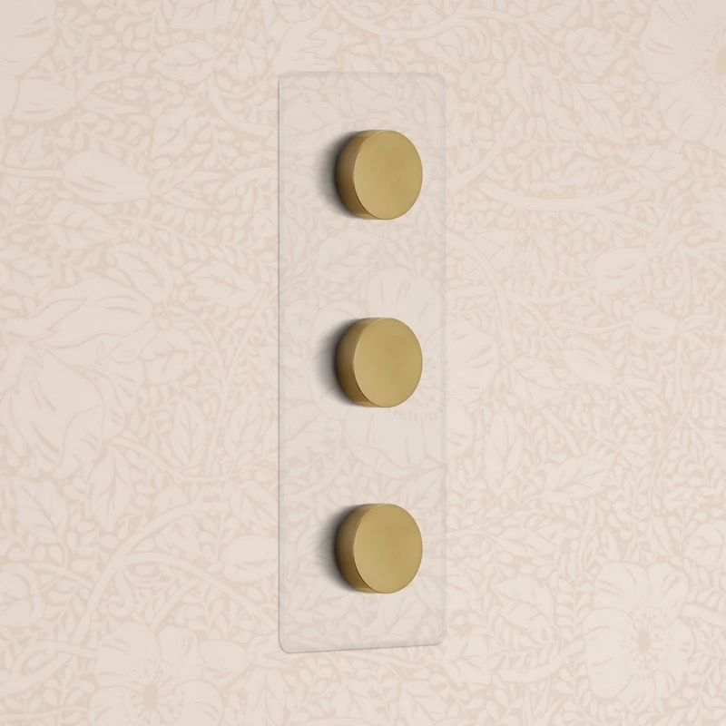 Kew Triple 3x Vertical Multiway Dimmer Switch - Clear Antique Brass