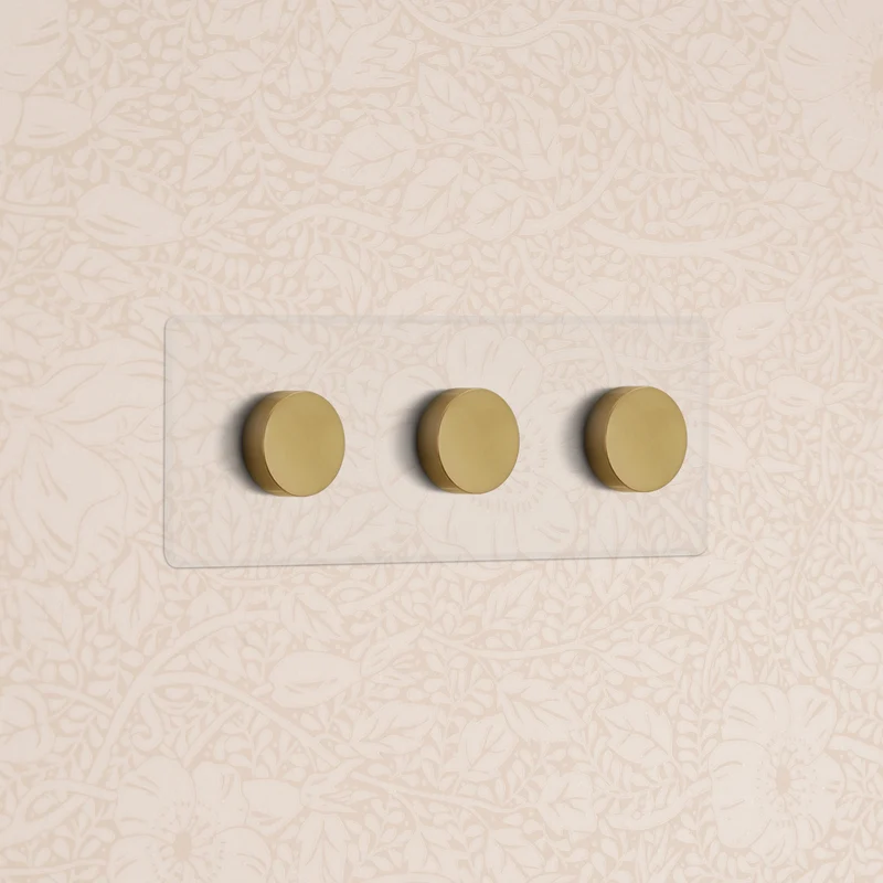 Kew Triple 3x Multiway Dimmer Switch - Clear Antique Brass