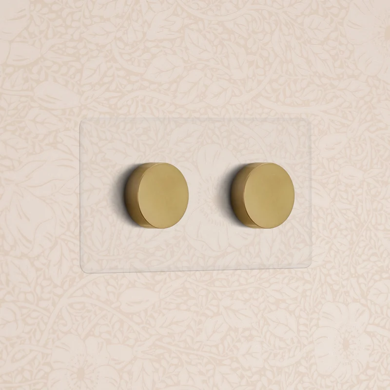 Kew Double 2x Multiway Dimmer Switch - Clear Antique Brass